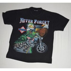 EASYRIDERS T Shirt Mens Large Never Forget‎ Black Harley Biker 90s Vintage Tee